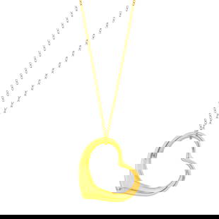 Tiffany & Co., Elsa Peretti Gold 'Open Heart' Pendant-Necklace: 18 kt., pendant and chain signed Tiffany &amp; Co., Peretti, ap. 8.7 dwts. Length 32 7/8 inches.  1 1/8 x 1 3/8 inches.