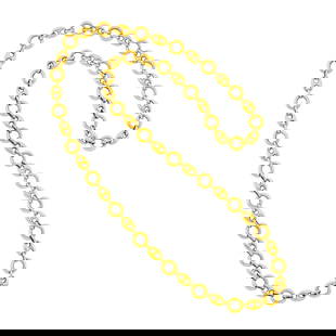 Long Gold Chain Necklace: 18 kt., circle and nautical links, signed Italy, ap. 70 dwts. Length 34 inches. Circle link diameter 1/2 inch.