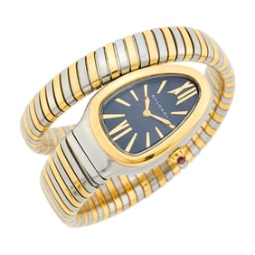 Bulgari Stainless Steel and Gold 'Serpenti' Wristwatch