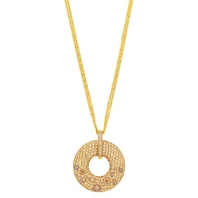 Roberto Coin Gold and Colored Diamond Pendant with Double Strand Gold Chain Necklace
