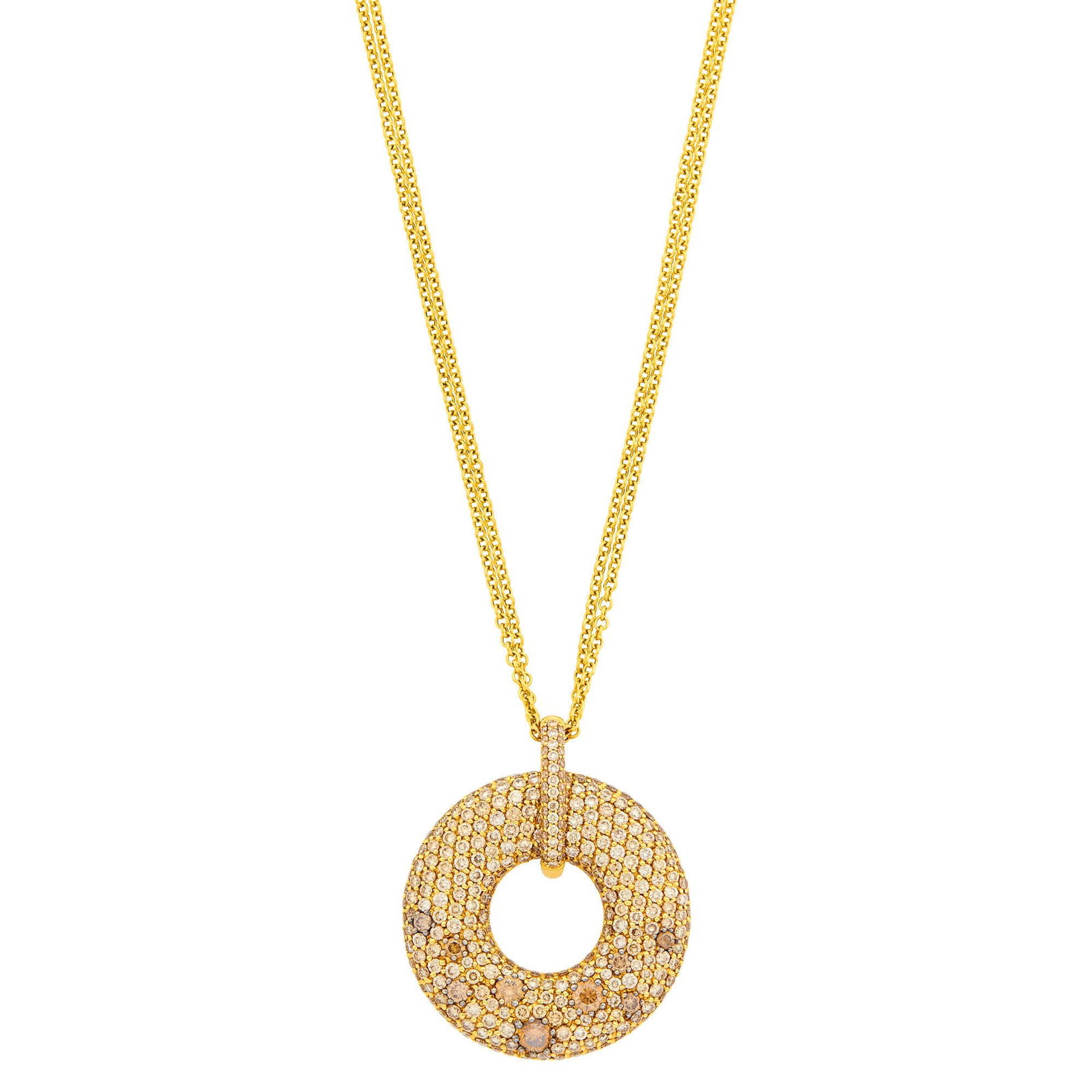 Roberto Coin Gold and Colored Diamond Pendant with Double Strand Gold Chain Necklace (1 of 1)