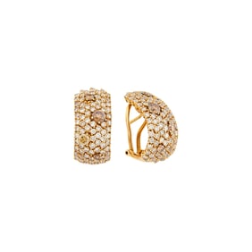 Roberto Coin Pair of Gold and Colored Diamond Half-Hoop Earrings