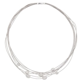 Marco Bicego Multistrand White Gold and Diamond Necklace