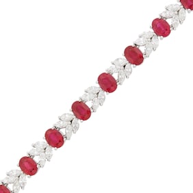 Platinum, Ruby and Diamond Bracelet