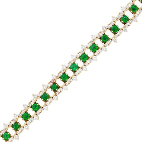 Gold, Emerald and Diamond Bracelet