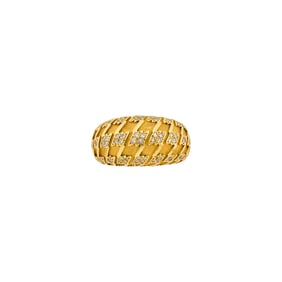 Christian Dior Gold and Diamond 'Houndstooth' Bombé Ring, France