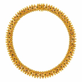 Gold, Ruby and Sapphire Necklace