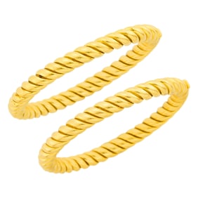 Van Cleef & Arpels Pair of Fluted Gold Bangle Bracelets
