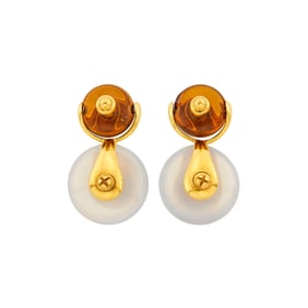 Marina B Pair of Gold and Interchangeable Hardstone and Multicolored Stone 'Cardan' Pendant-Earclips