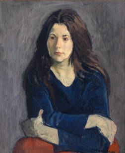 Raphael Soyer: American, 1899-1987Portrait of a Seated WomanSigned Raphael Soyer (lr); signed again and dated 1965 on the reverse Oil on canvas24 1/8 x 20 inches (61.2 x 50.8 cm)Frame 29 1/4 x 25 1/8 inche