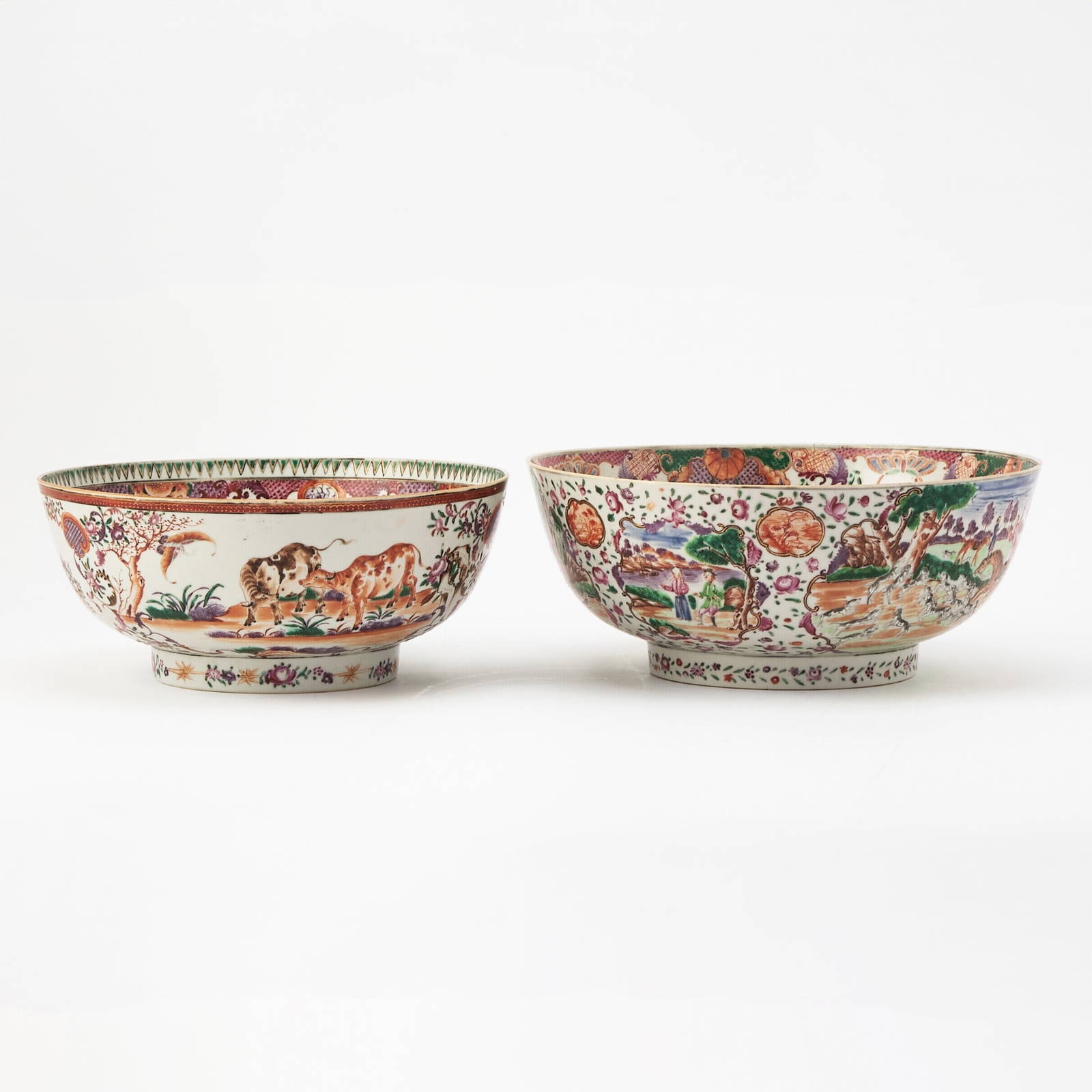 Two Chinese Export Porcelain Punchbowls