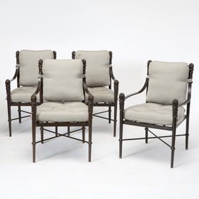 Set of Four Michael Taylor Metal Outdoor Armchairs