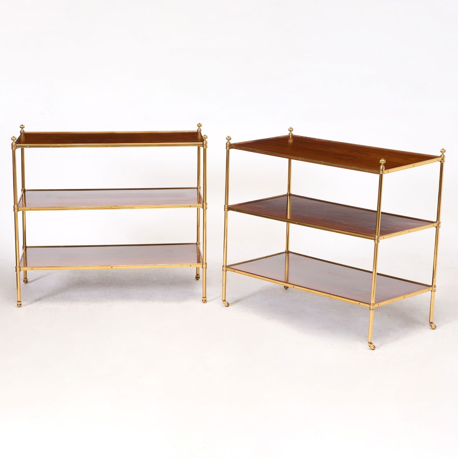 Pair of Regency Style Gilt-Brass Mounted Mahogany Three-Tier Tables (1 of 5)