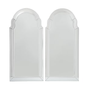 Pair of Queen Anne Style Beveled Glass Mirrors
