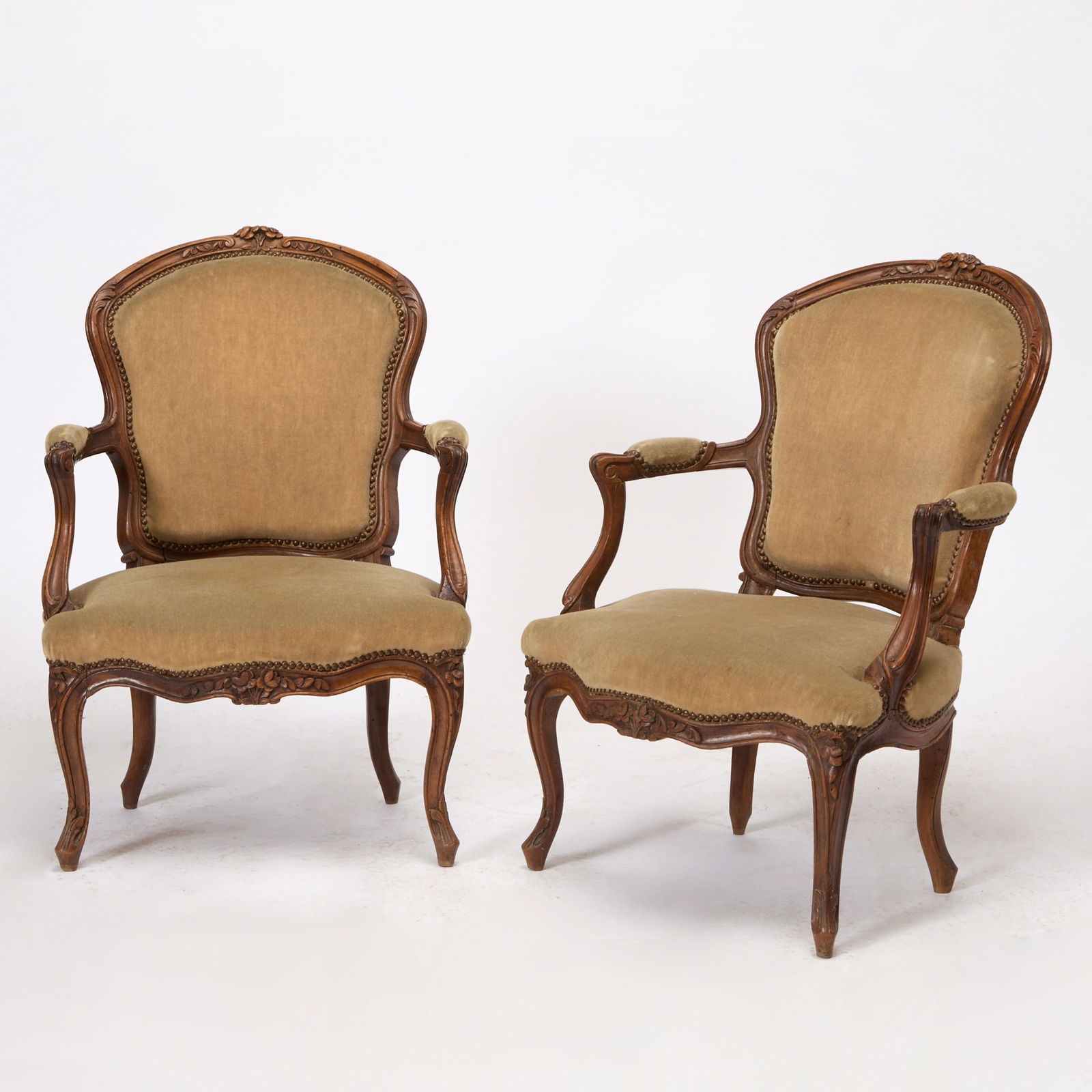 Pair of Italian Louis XV Walnut Fauteuils (1 of 5)