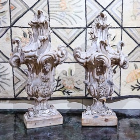 Pair of Carved Louis XV Style Wood Architectural Brackets