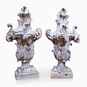 Pair of Carved South German Rococo Wood Architectural Elements