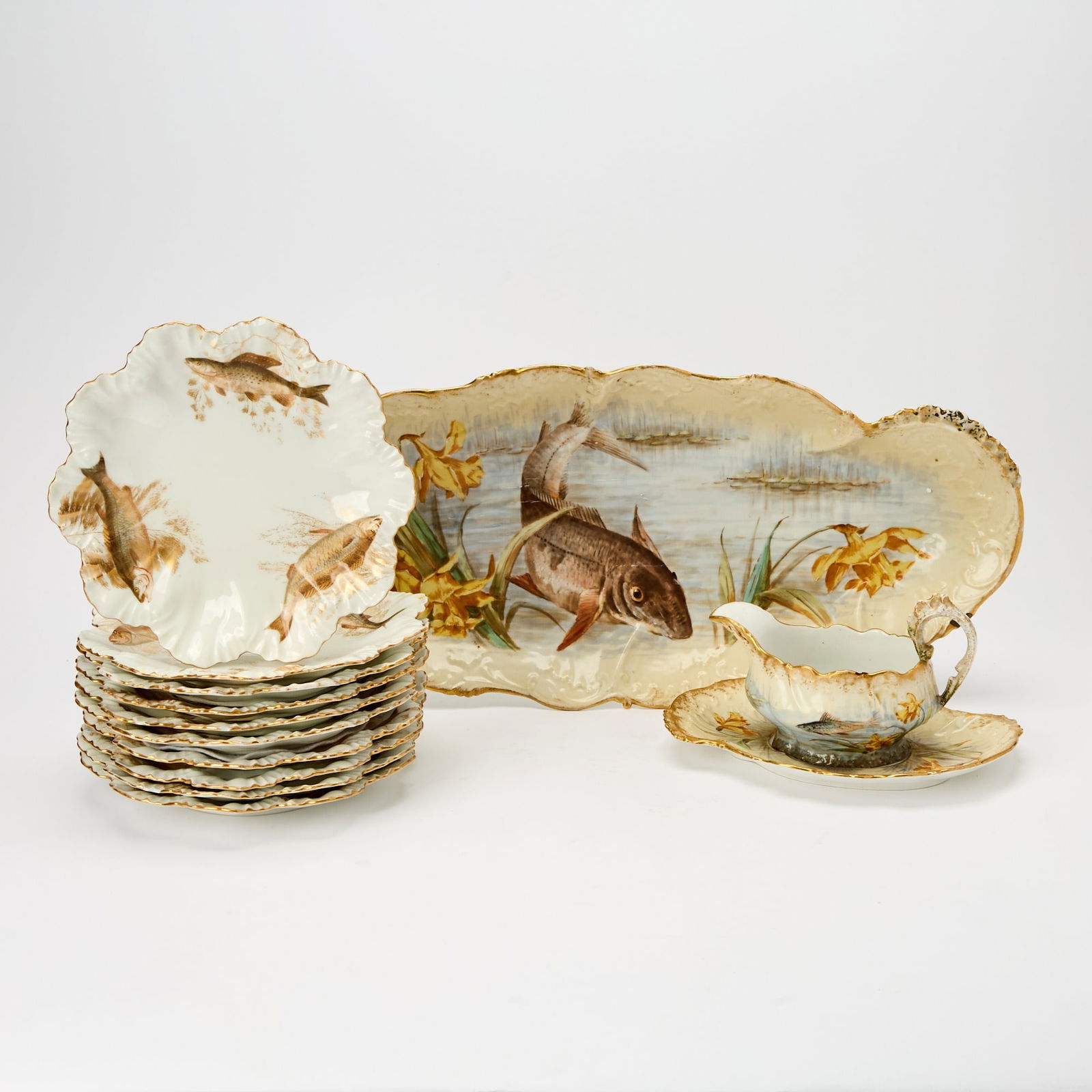 Limoges Hand-Painted Porcelain Partial Fish Service (1 of 6)