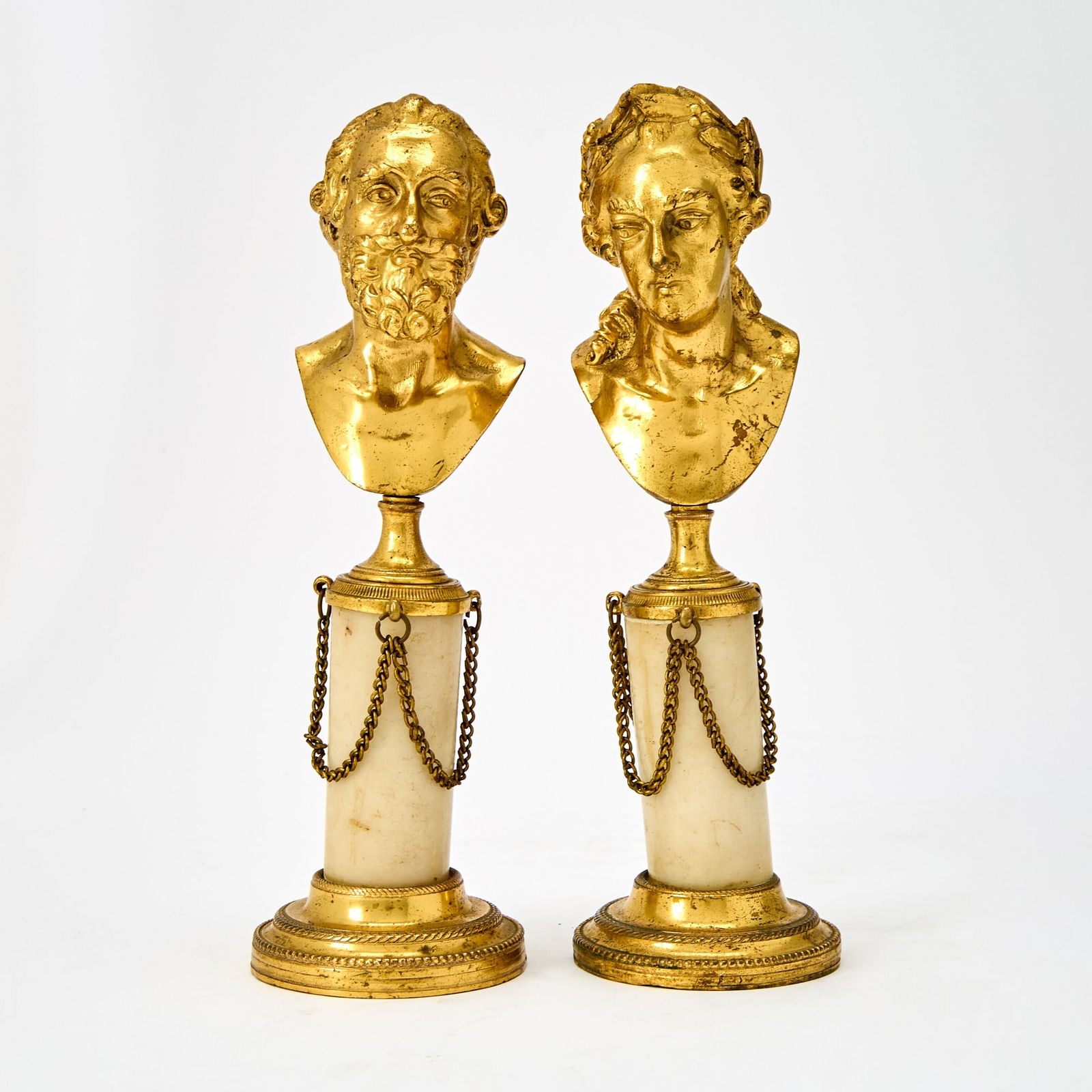 Pair of French Gilt-Bronze and Marble Busts of Henri IV and Louis XV (1 of 4)