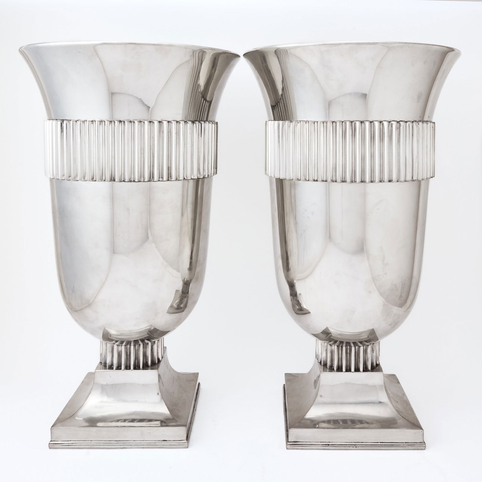Pair of Oversize Richard Cipolla Art Deco Style Pewter Urns (1 of 6)