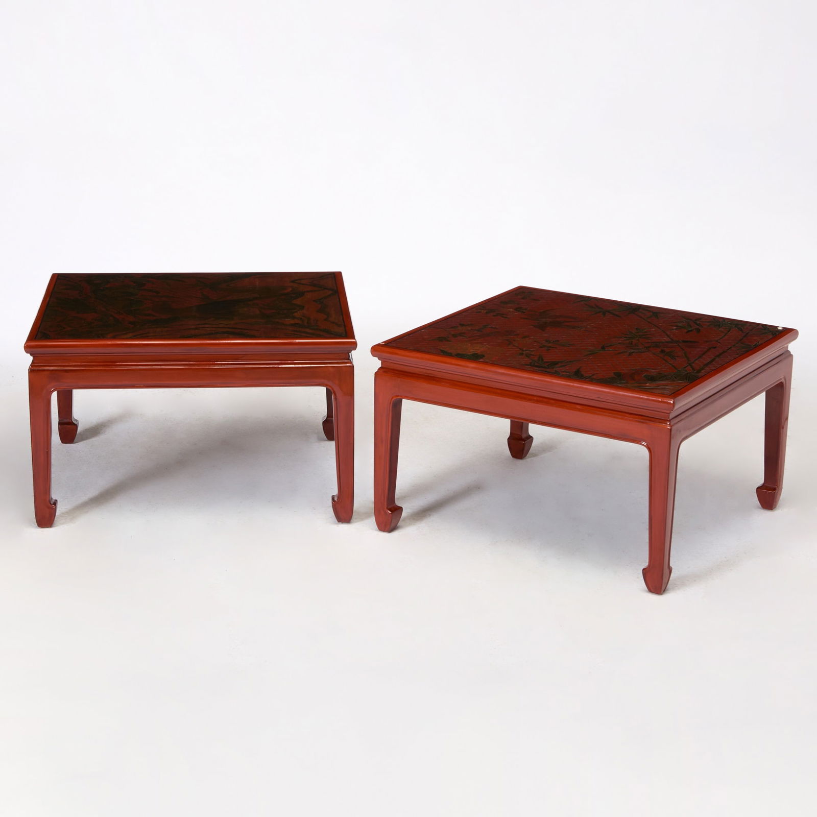 Pair of Red Lacquered Chinese Low Tables (1 of 3)