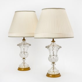 Pair of Molded Glass Table Lamps