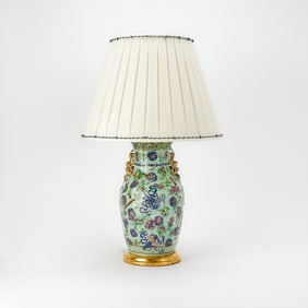 Chinese Famille Verte Vase Mounted as a Lamp