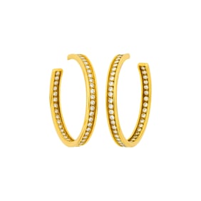 Cartier Pair of Gold and Diamond Hoop Earrings