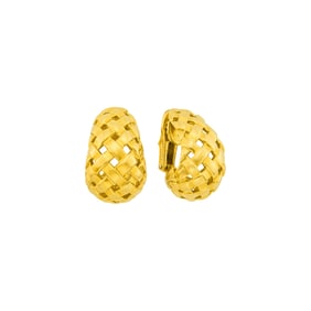 Tiffany & Co. Pair of Gold 'Vannerie' Half-Hoop Earclips