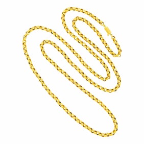 Georgian Long Gold Muff Chain Necklace