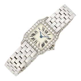 Cartier White Gold and Diamond 'Santos Demoiselle' Wristwatch, Ref. 2700