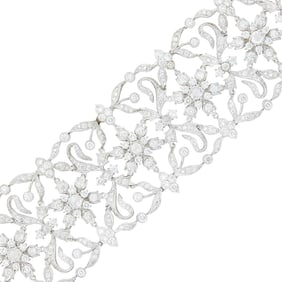 Wide White Gold and Diamond Bracelet