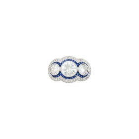 Platinum, Diamond and Sapphire Ring