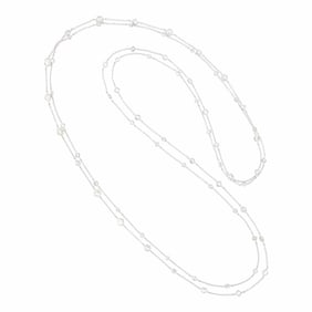 Long White Gold and Diamond Chain Necklace