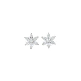 Pair of Platinum and Diamond Flower Earrings