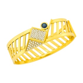 Manfredi Gold, Sapphire and Diamond Bangle Bracelet