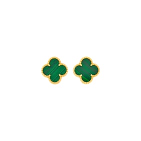 Van Cleef & Arpels Pair of Gold and Malachite 'Alhambra' Earrings, France