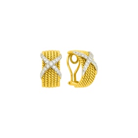 Tiffany & Co., Schlumberger Pair of Gold, Platinum, and Diamond 'Rope Six-Row' Earclips