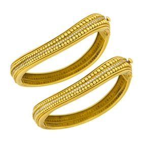 Barry Kieselstein-Cord Pair of Gold and Diamond Bangle Bracelets