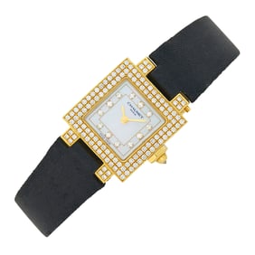 Chaumet Paris Gold, Mother-of-Pearl and Diamond 'Le Carre' Wristwatch