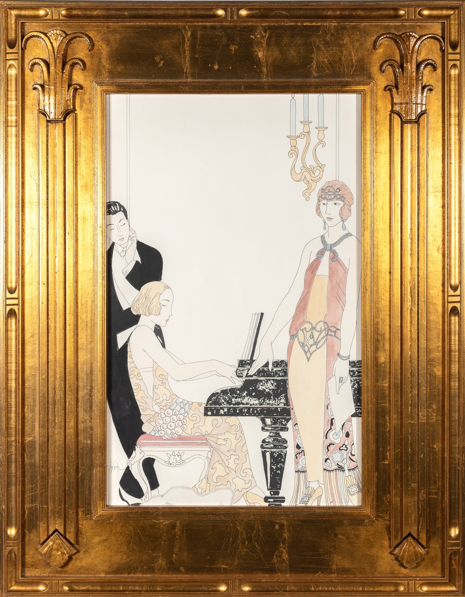 After Georges Barbier: Incantation Inscribed The Jay Spectre Collection (ll) Ink and watercolor on paper 32 x 20 inches (81.3 x 50.8 cm) (Framed 46 1/2 x 36 1/2 inches)