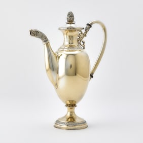 Continental Empire Style Sterling Silver Gilt Coffee Pot