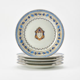 Set of Five Chinese Export Porcelain Plates