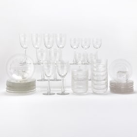 Group of Hawkes and Other Colorless Glass Table Articles
