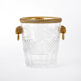 Empire Style Gilt-Metal, Wheel-Engraved and Molded Glass Wine Cooler