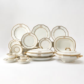 Limoges Porcelain Gilt Decorated Partial Dinner Service