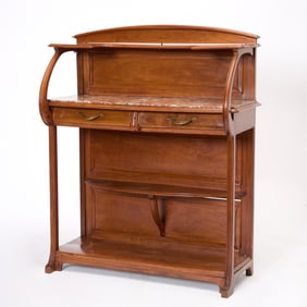 Continental Art Nouveau Carved Mahogany Server
