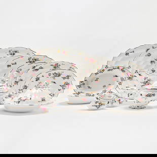 Extensive Spode Porcelain "Dresden Rose" Dinner Service: Comprising Twenty-four dinner plates, diameter 11 inches Twenty-four plates, diameter 9 inches Twenty-four plates, diameter 8 inches Twenty-four soup bowls, diameter 9 1/2 inches Tw