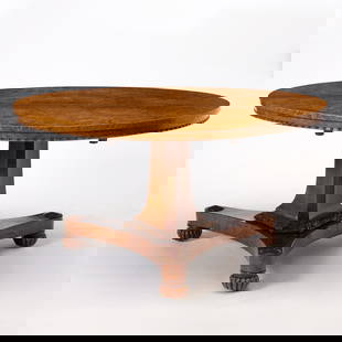 William IV Walnut Center Table: Height 29 inches, diameter 53 3/4 inches.