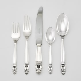Georg Jensen Sterling Silver 'Acorn' Pattern Partial Flatware Service